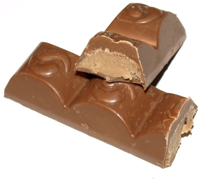 chocolate is laying flat on top of each other