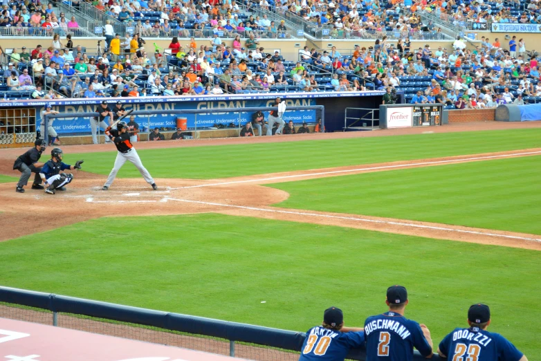 a baseball player is up to bat at a game