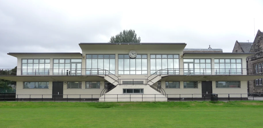 the architecture of an apartment building is unique and architecturally shaped