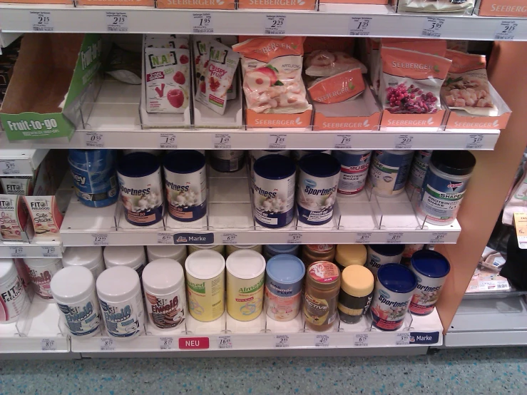 a display of yogurt at a grocery store