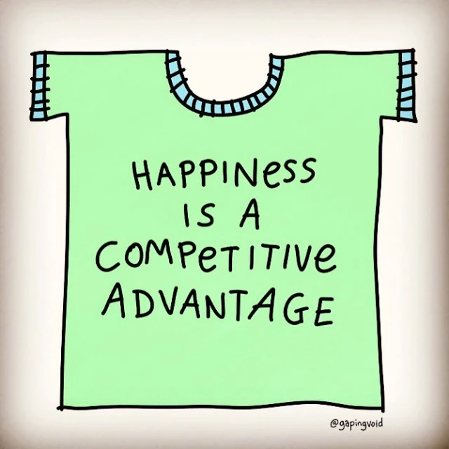a green paper with the words happiness is a competitive advantage