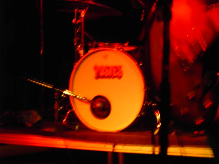 a close up image of the drums on stage