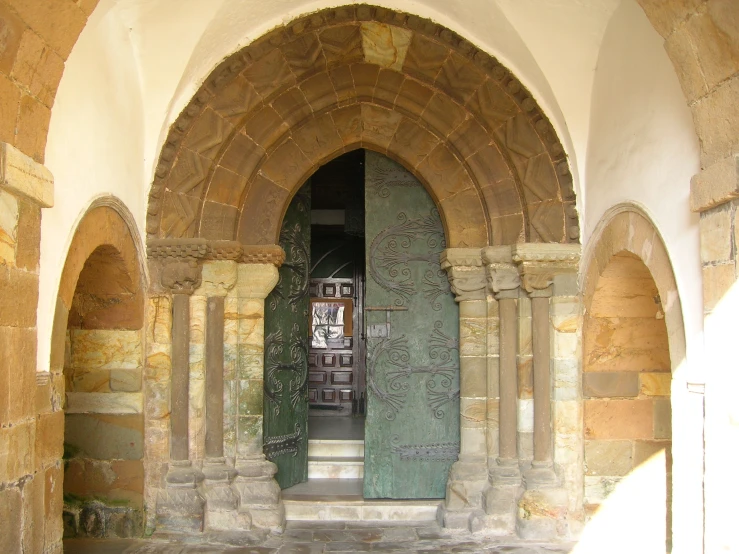 a picture of an old building and a door with a lock