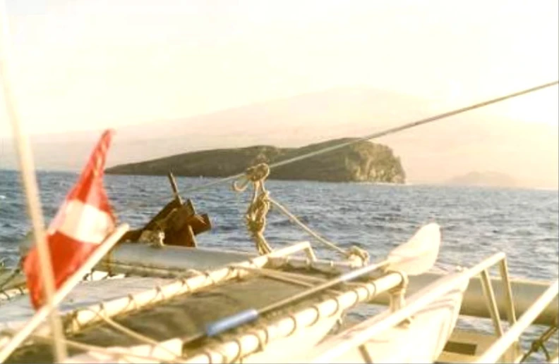 a person standing on the edge of a boat holding a pole in the water