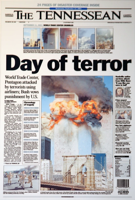 the newspaper's cover page shows the fire going into a large building