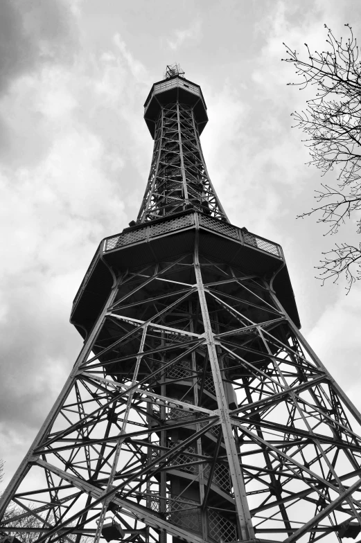 the eiffel tower in paris france taken on an overcast day