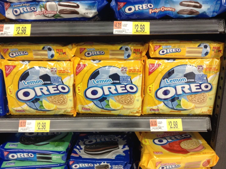 the bags of oreo is in front of the other packaged ones