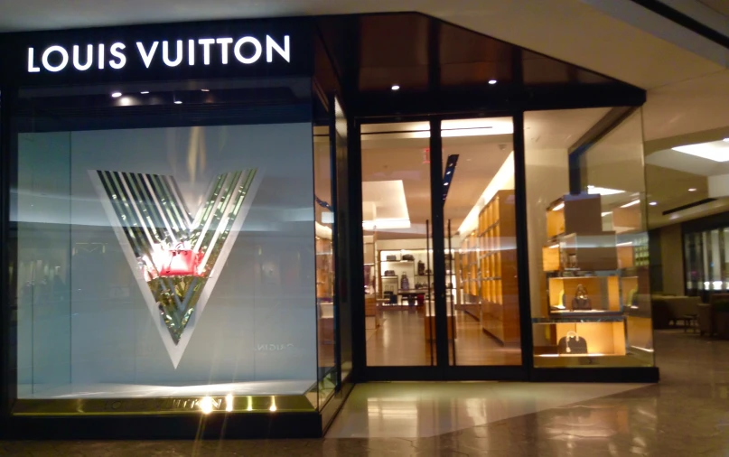 a large advertit on a glass display case