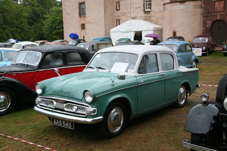 vintage cars on display at a car show