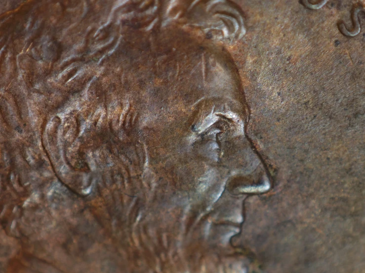 a close up s of a bronze coin