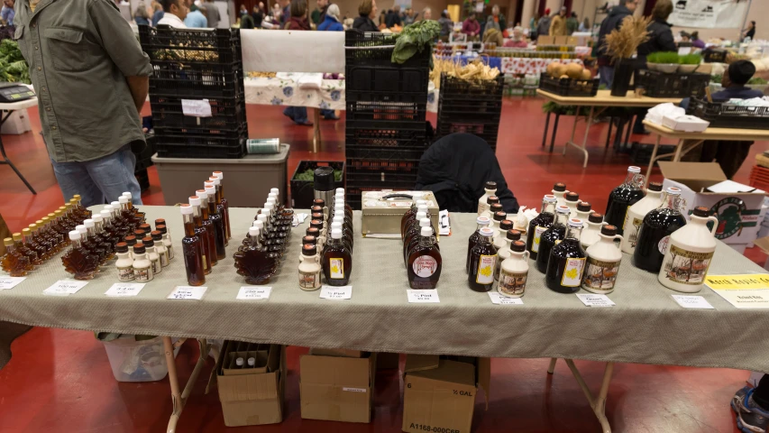 a table with some bottles of whiskey on it