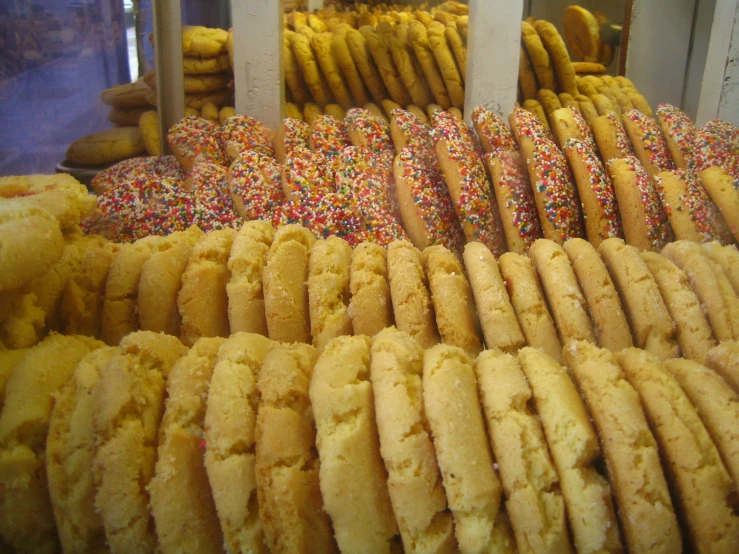 a bunch of doughnuts that are on display