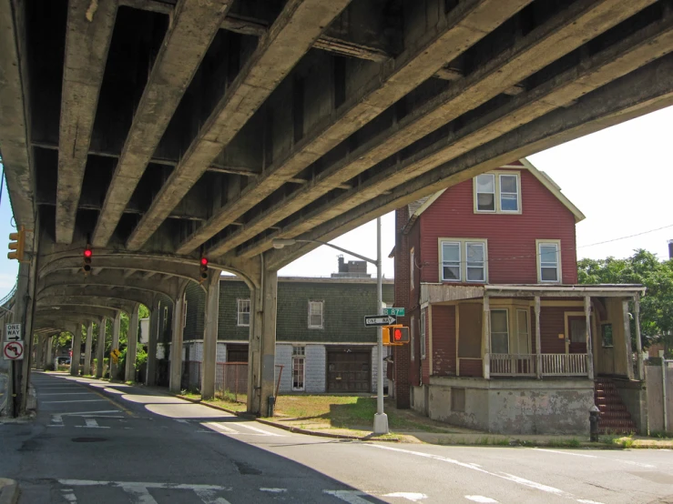 the bridge is built on the street, it has two levels