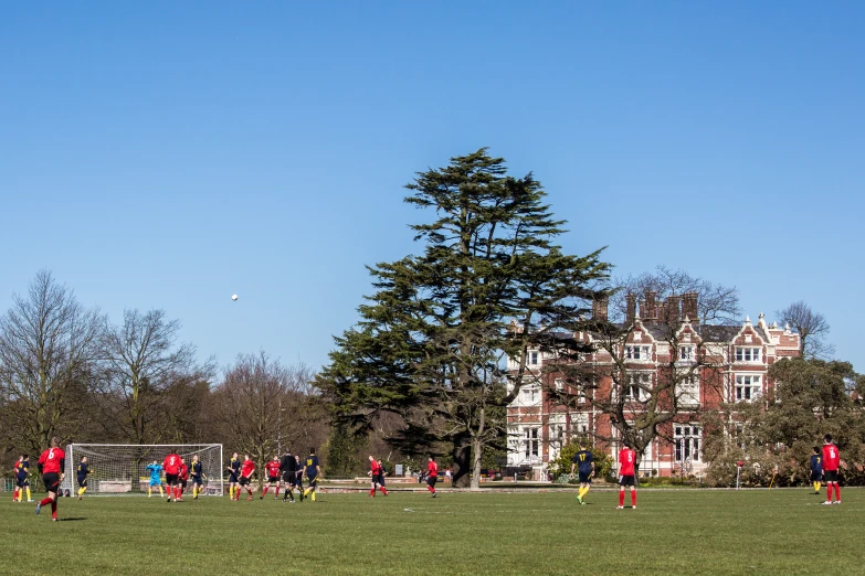 a group of soccer players on a field