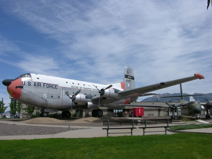 there is a plane that has been painted with an air force logo