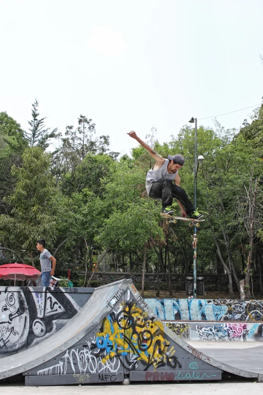 a skateboarder doing a stunt in a park