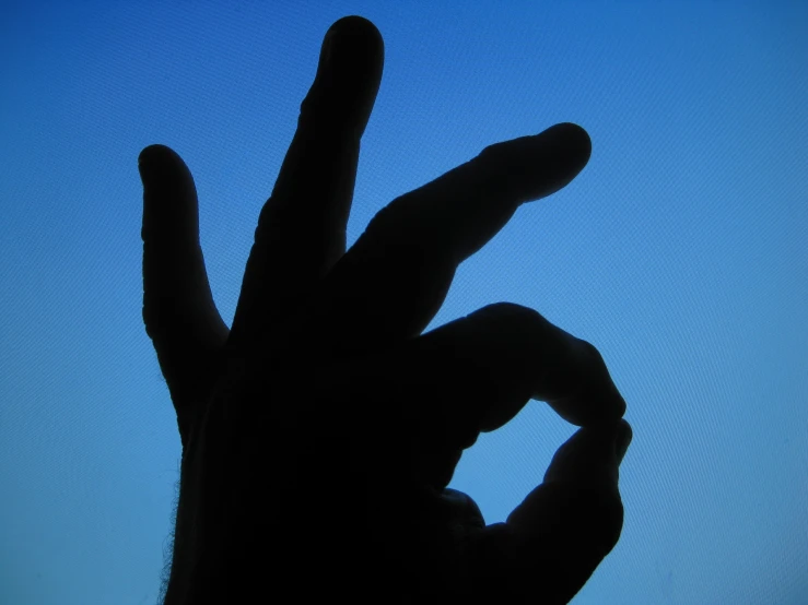 the silhouette of a hand making a gesture