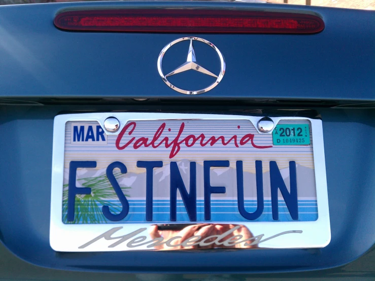 the license plate for a california is displayed