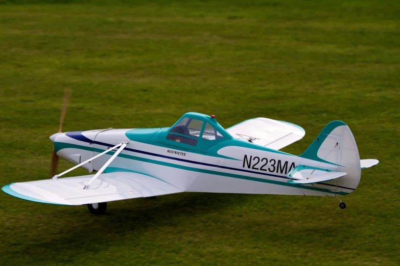 a small plane is sitting on the grass