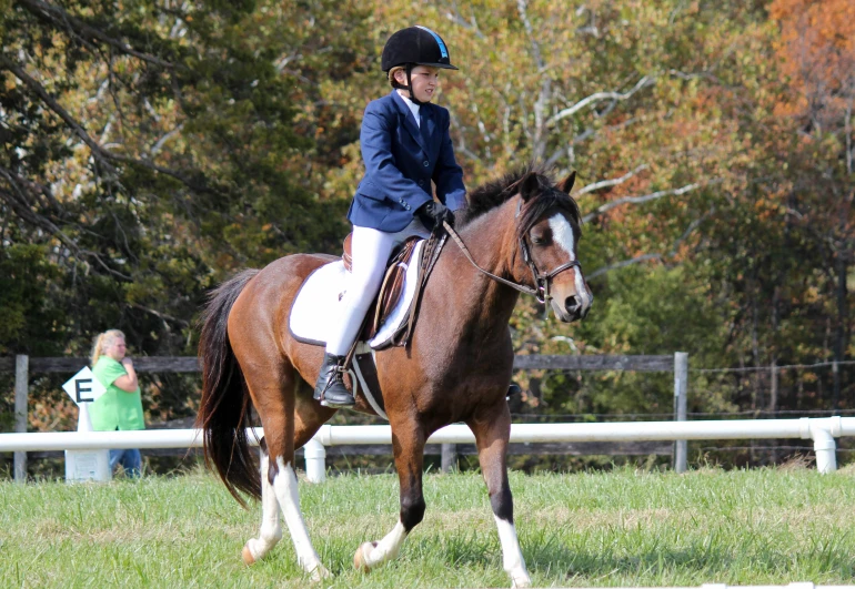 the girl is on her horse, about to go off