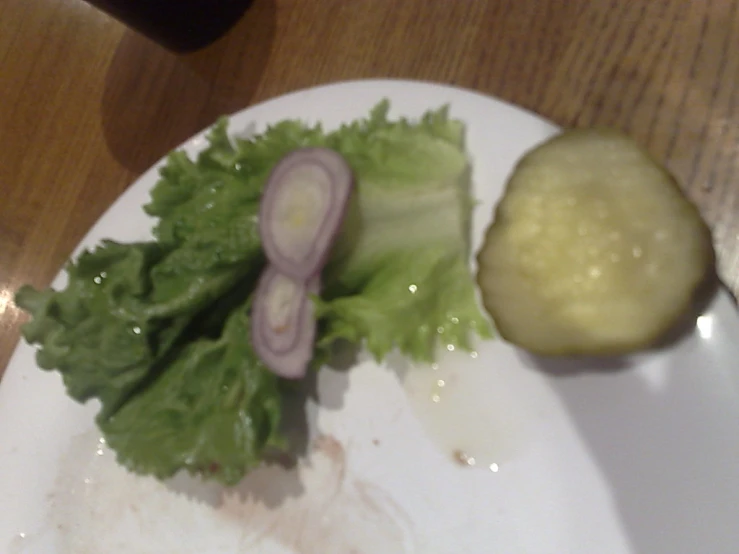 some lettuce and a small cucumber on a plate