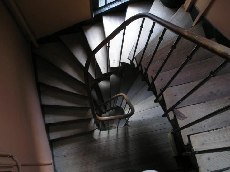 an overhead view of a stair system in a building