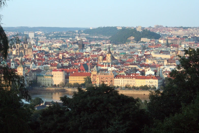 the view from the top of an old town