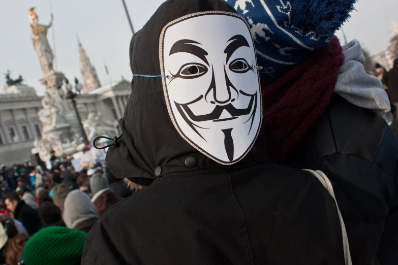 a person with a mask around his head