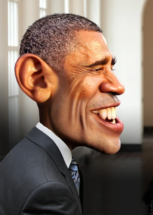 obama wearing his own head as he looks forward