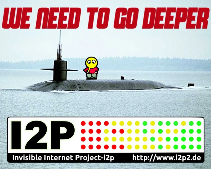 a submarine is in the water with a large sticker