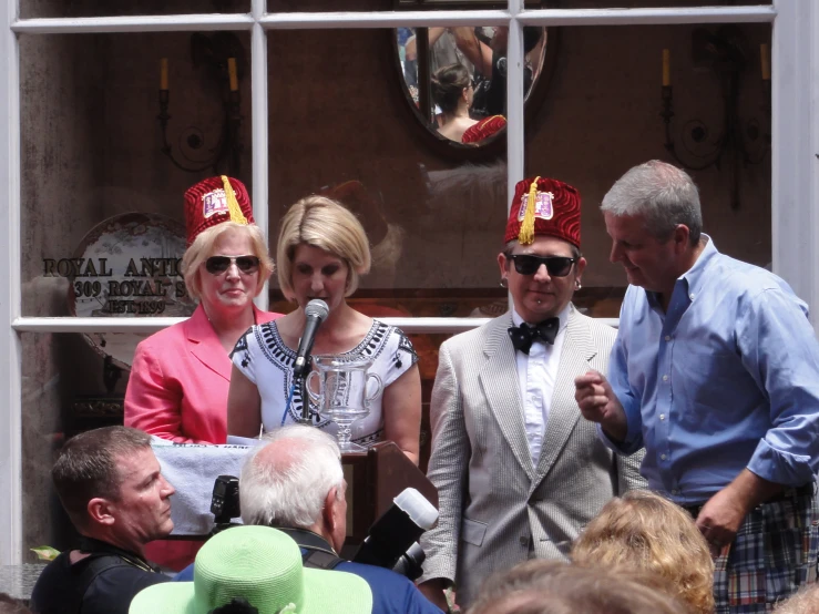 a group of people dressed up in costumes