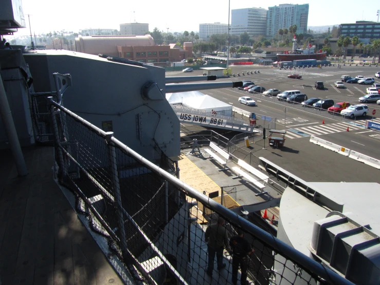 a view of a parking lot from a high way overlook point