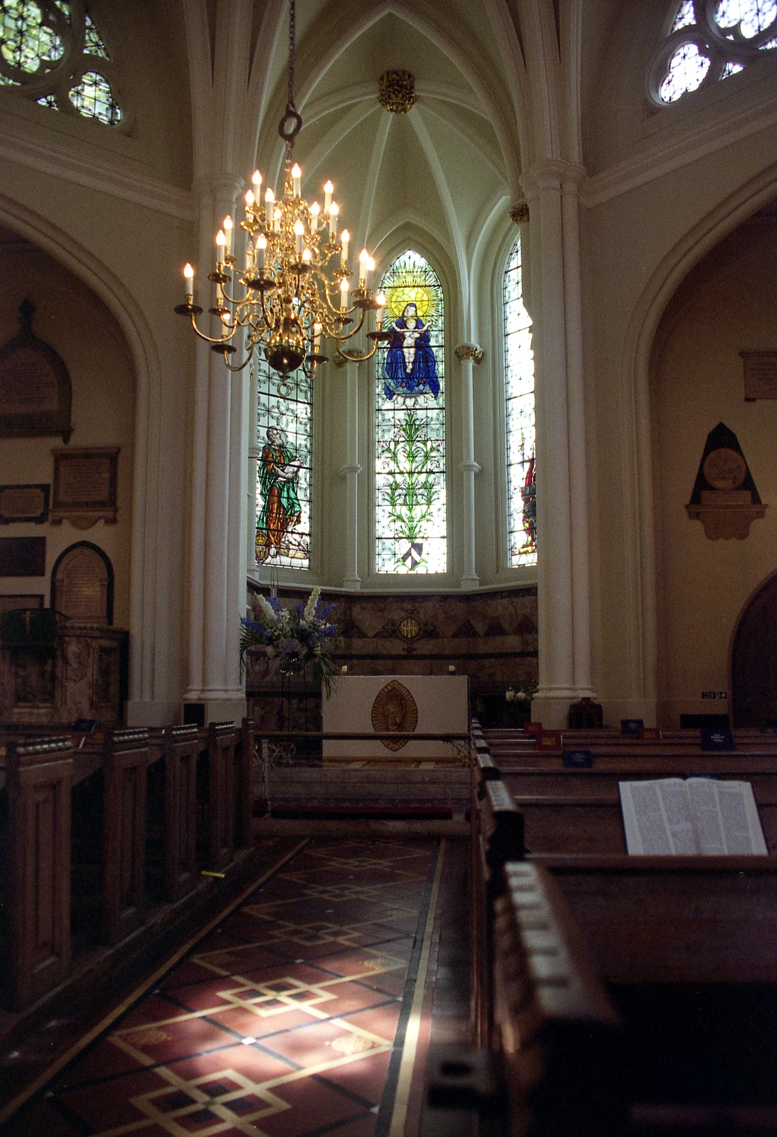 inside a church looking towards the alter