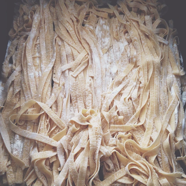 a pasta dish that appears to be made of dried noodles