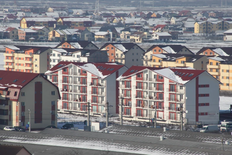 this is a view of many houses from the top of the building