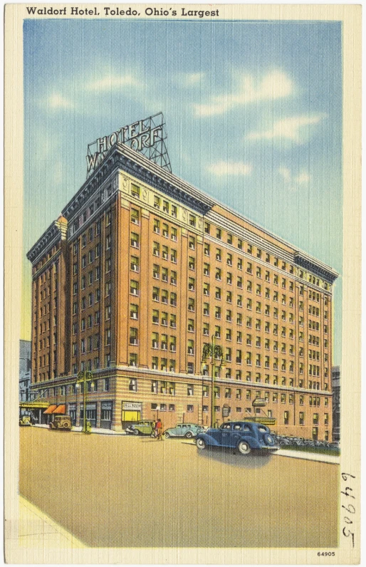 an old po of a large brown building