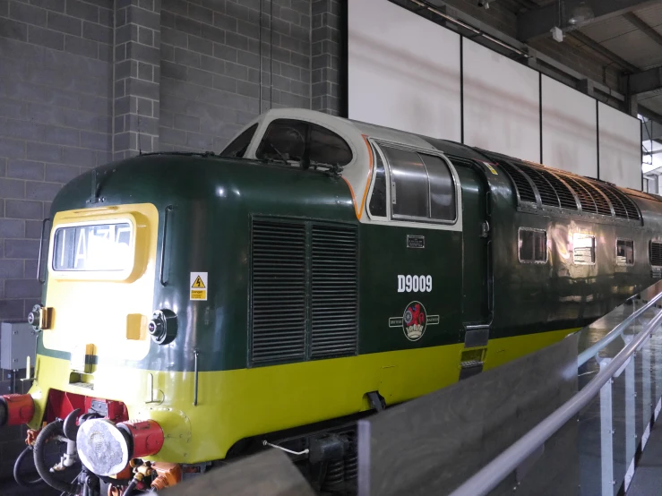 a train on display in a museum like setting