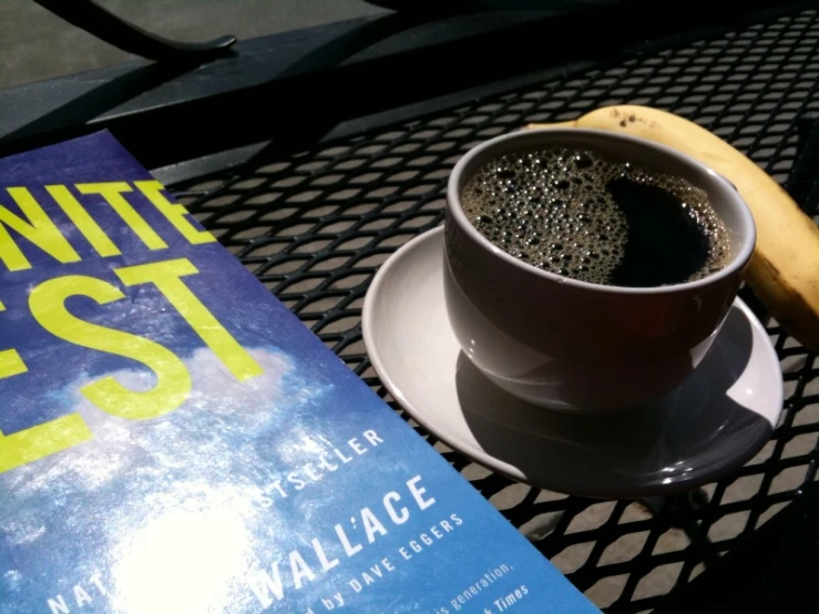 a cup of coffee and a novel about climate test