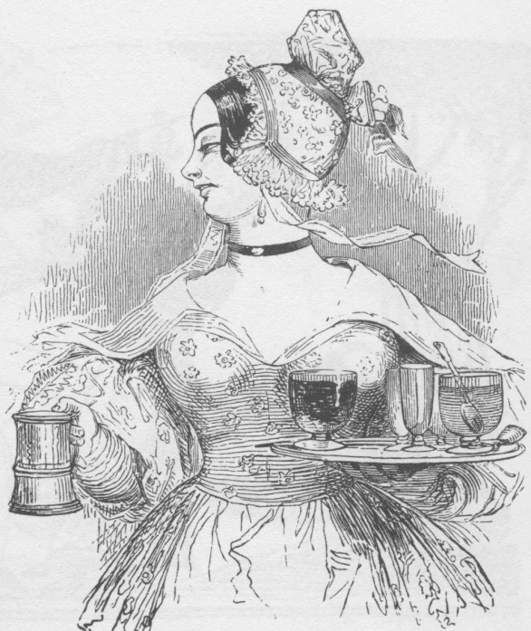 a woman holding a tray in her hands