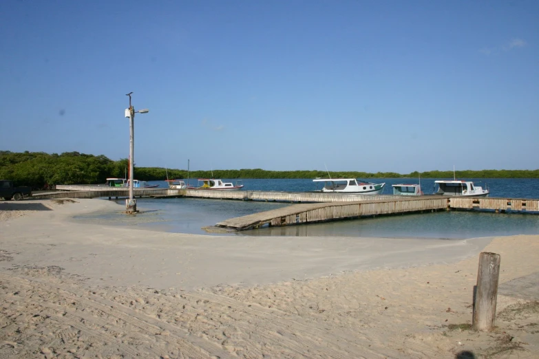 a group of boats parked at a small dock