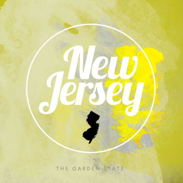the garden state logo on yellow watercolor paper