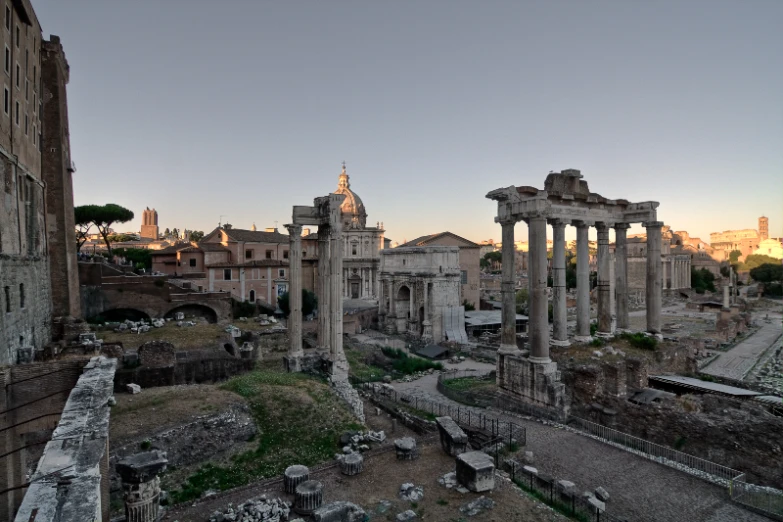 the ruins of the ancient city have been left standing in the sun