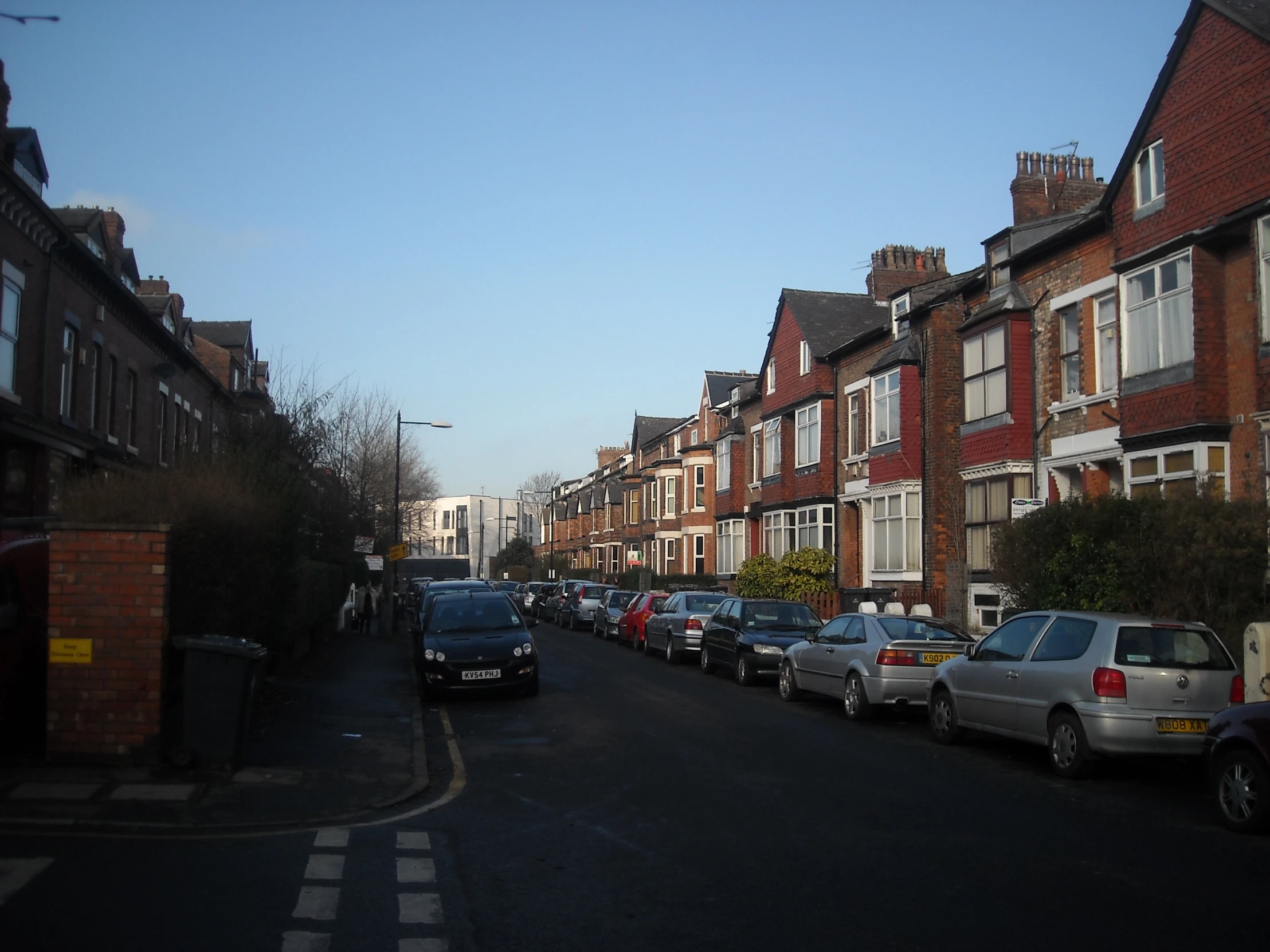 cars lined up on a city street in the evening