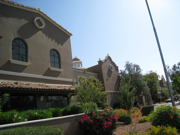 a church is shown with the steeples on each side