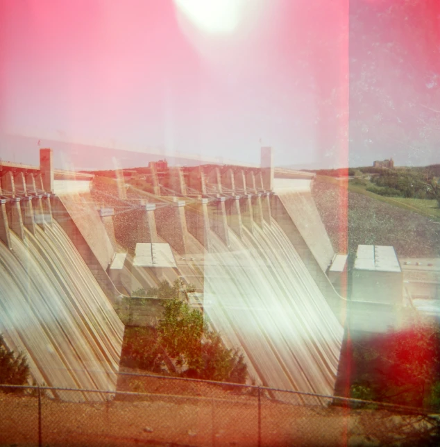 a window showing an image of a river of water