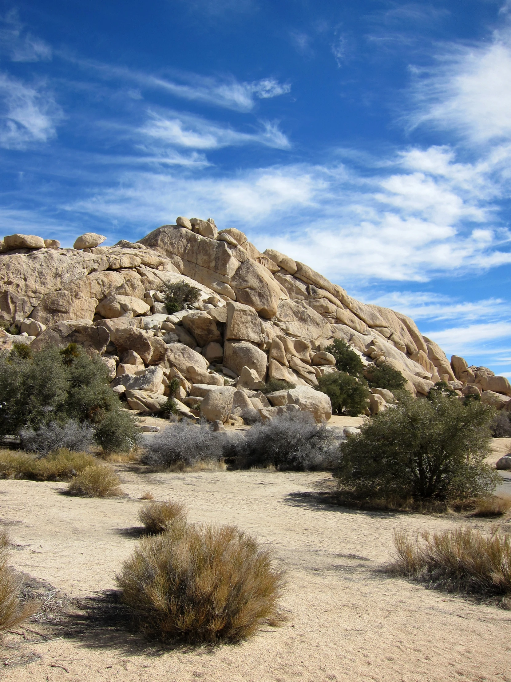 large rocky area next to desert shrubbery and rocks