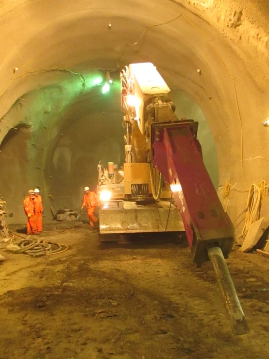 work is being done inside a tunnel