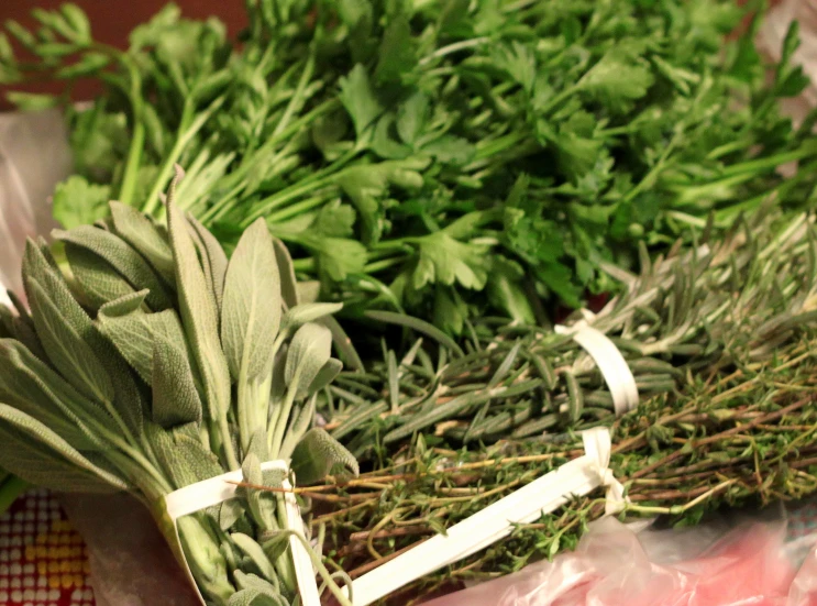 a bunch of fresh herbs sitting on the ground