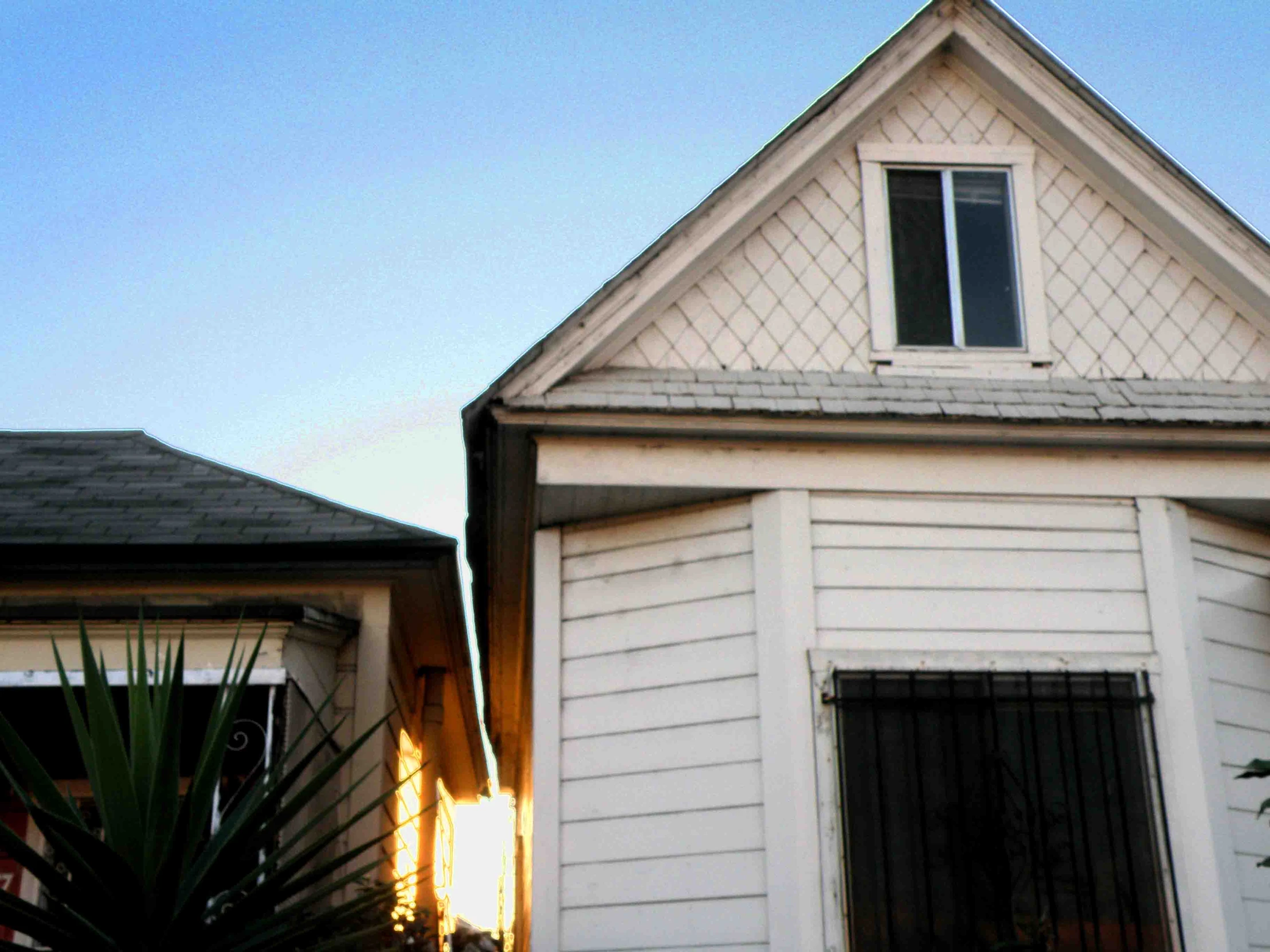 a house with a palm tree on the side of it