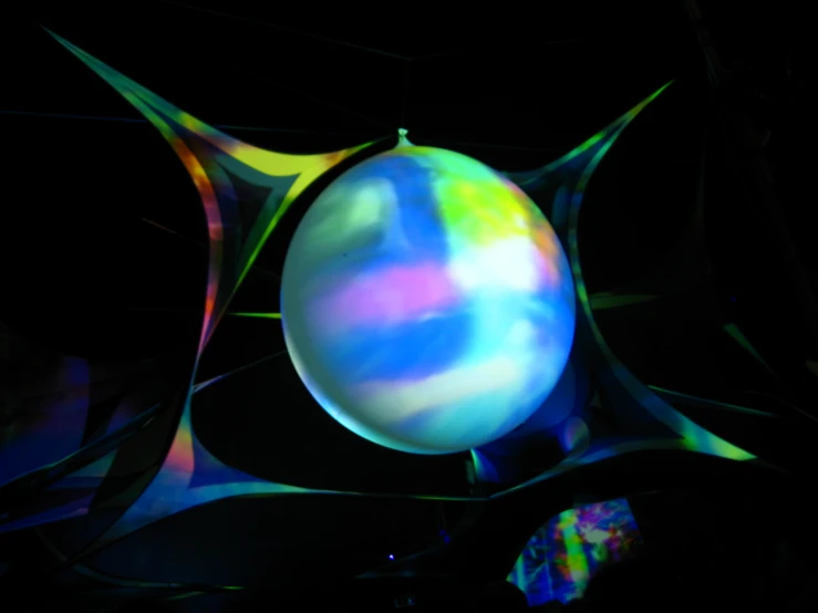 an image of the colors of a ball suspended on a wire